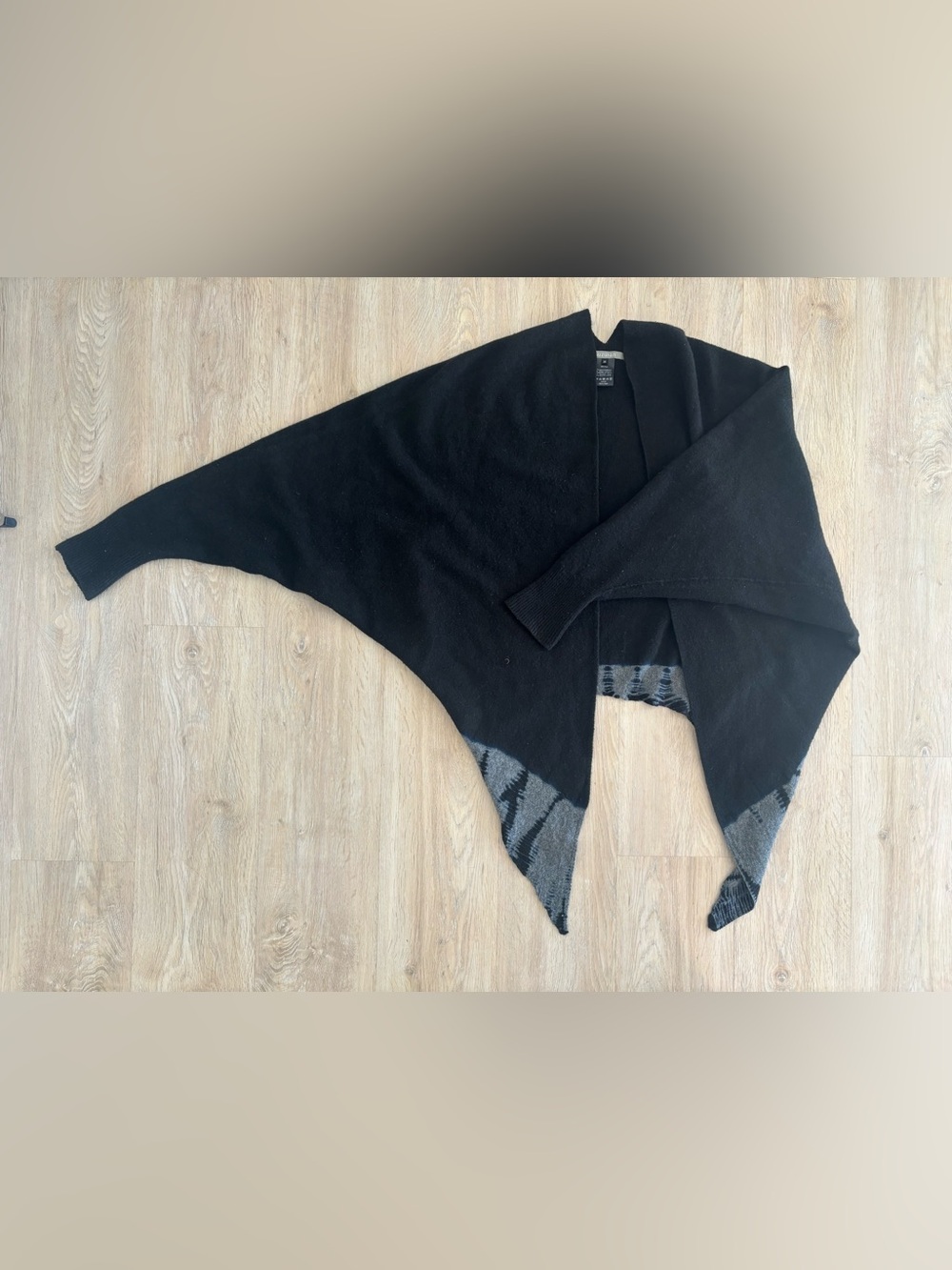 SUZUSAN cardigan Poncho Sweater Shibori technique 100% Wool Made In Japan Sz Med